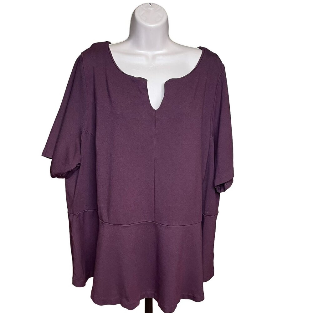 Lands End Womens Purple Peplum Blouse Top Plus Size 3x Shirt u